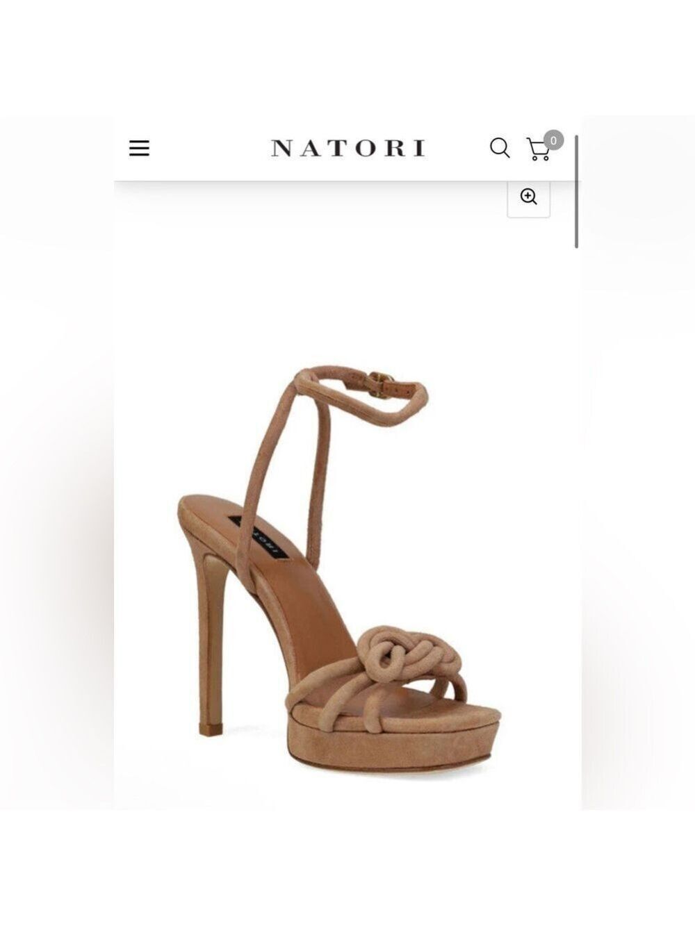 New Women's Natori Beige Suede Knot Detail Heels Size 8.5